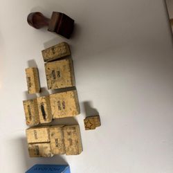 Antique 26 Ink Stamps With Vtg Ink Pad & Carring  CasecTin