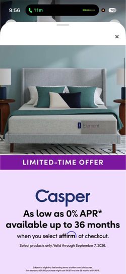 Casper Element 10” medium firm Memory foam Mattress