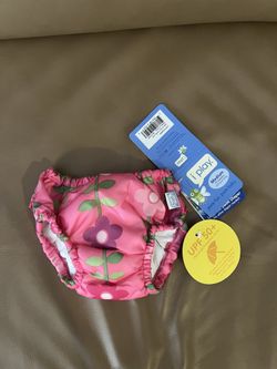 I play ultimate swim diaper UPF 50+ pink floral medium 12 months