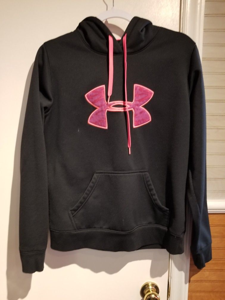 Womens Under Armour UA Storm Pullover Hoodie Black Pink Long Sleeve, Size M