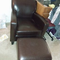 Ikea Leather Jappling Chair And Ottoman Footstool