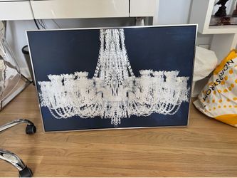 Oliver gal navy and silver chandelier canvas