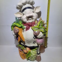 Kaldun & Bogle Bistro Couchon Figurine Pig Chef Hand Painted Ceramic