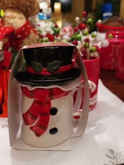 Frosty Snowman Mug with Topper