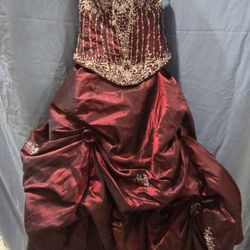 Quinceanera Gown With Silver Embroidery