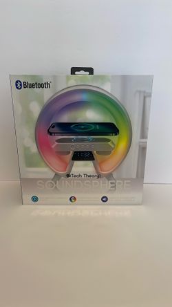 Bluetooth SoundSphere Alarm Clock w/ Wireless Charging & LED Lights