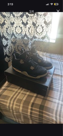black canvas jordan 4s size 10.5