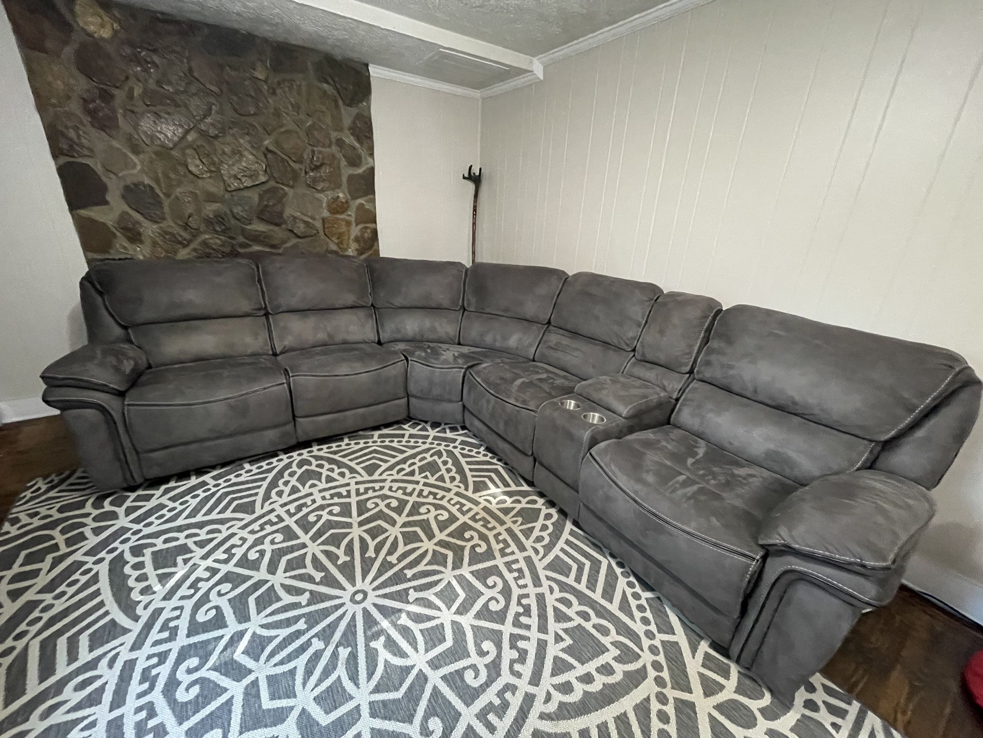 Grey Suede Sectional Couch