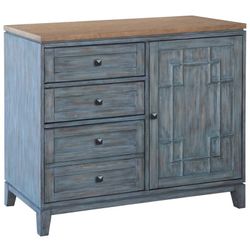 Brand New 2 Tone Blue Brown Top Rustic Distressed Storage Cabinet Media Chest 