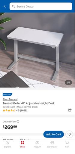 Tresanti Geller 47” Adjustable Height Standing Desk – White