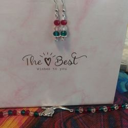 Handmade Beaded Tulip 🌷 Bracelet With Matching Earrings 