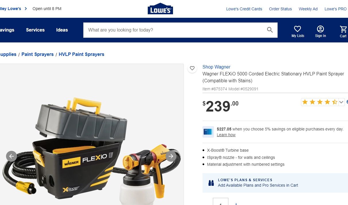 Paint SprayerWagner FLEXiO 5000 Corded Electric Stationary HVLP for