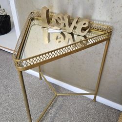 Triangle Gold And Glass Table