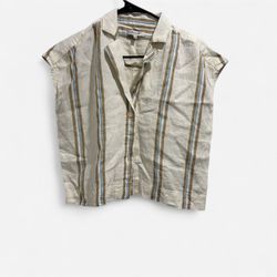 Striped Beige Short-Sleeve Women’s Shirt