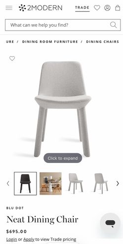 2Modern Blu Dot Vesper Light Grey Neat Dining Chair Set Of 8