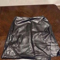 Cider Black Leather Skirt 