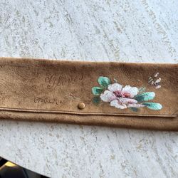 Vintage Leather Glove Fold Or Case Catskill NY Souvenir 