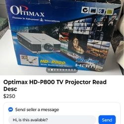 OPTIMAX HD-P800 Projector With Built-in T.V Tuner Blu Ray HDMI
