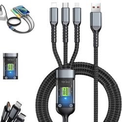 3-in-1 100W Fast Charging Cable USB to Type-C/Micro/Lightning USB LEDDisplay|Nylon