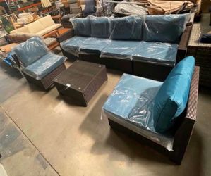 New Assembled Outdoor 7 Pieces Wicker Rattan Patio Furniture Set
