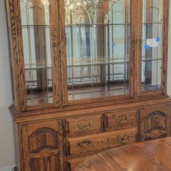 Beautiful Beveled Glass Oak China Cabinet
