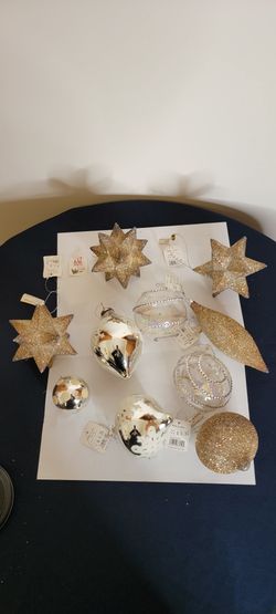 10pc Luxury Gold & Silver Christmas Ornament Set - Raz & Dept 56