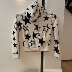 Floofy Black N White Stars Hoodie Jacket 