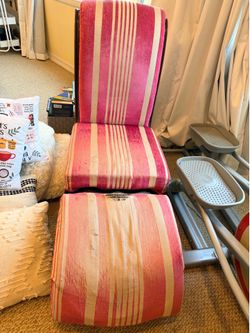 Pink chair and foot rest