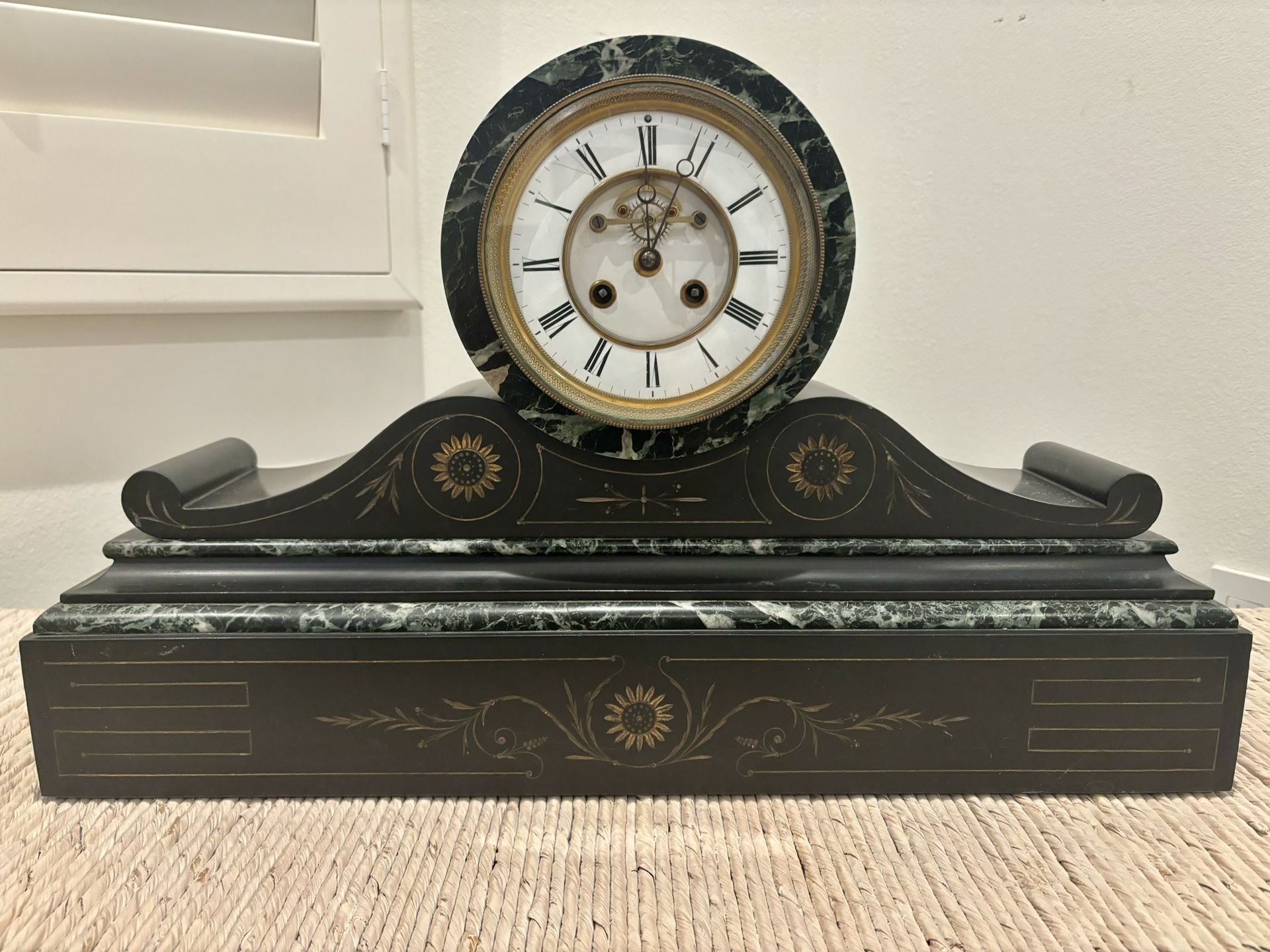 French Sunflower Escapement Mantle Clock