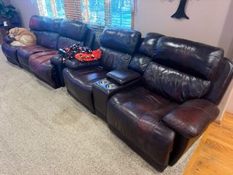 Reclining Leather Sofa and Loveseat