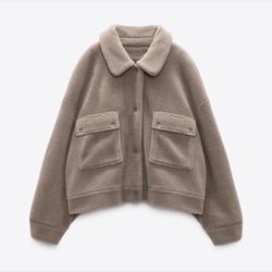 Zara Oversized Sherpa Fleece Teddy Jacket