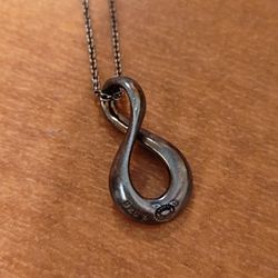 George Jensen Vintage Sterling Silver Infinity Pendant And Original 20" Chain
