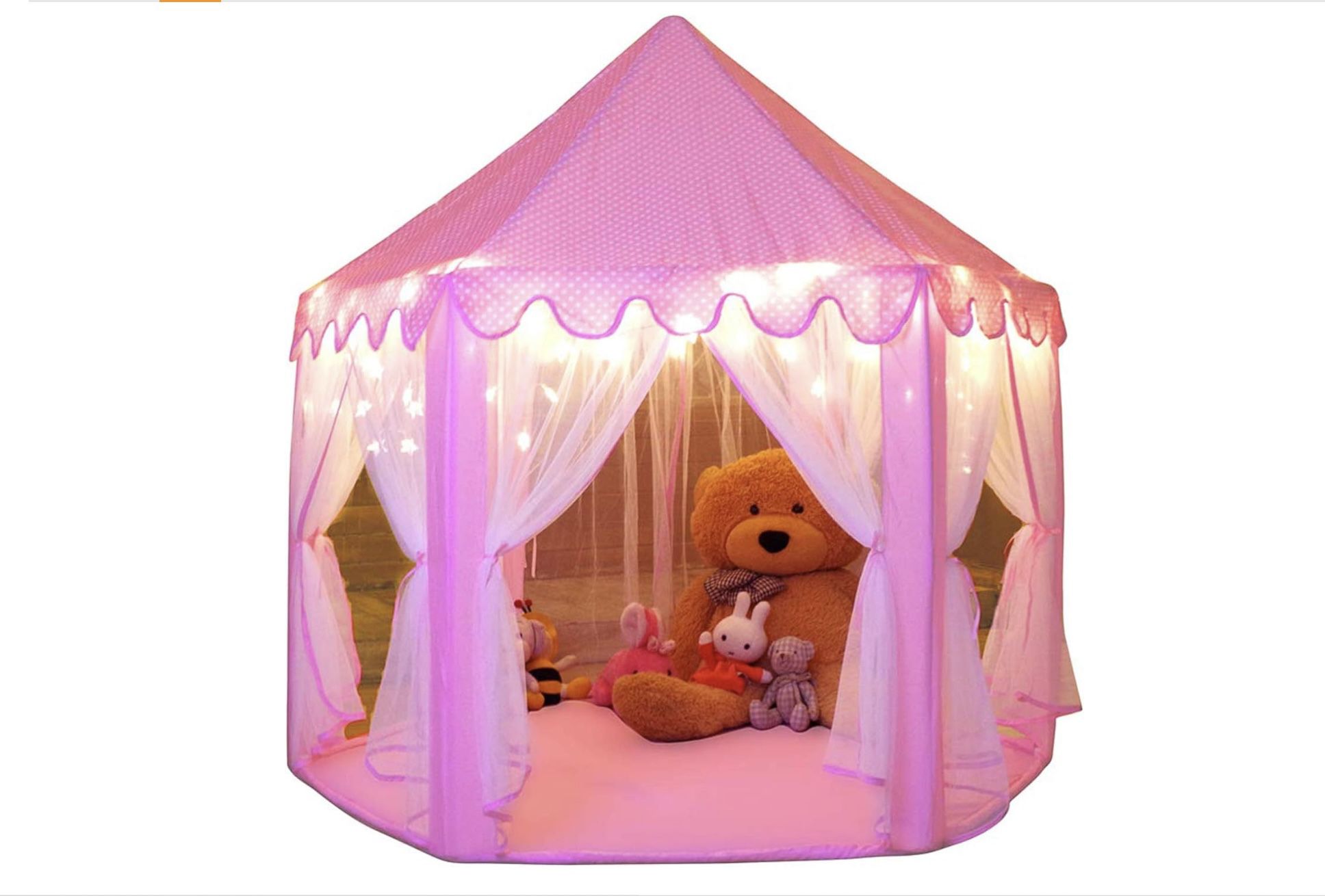 Monobeach Princess Tent Girls Large Playhouse Kids Castle Play Tent with Star Lights 