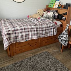 Kids Twin Bedroom Set With Desk & Bookcase