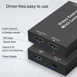 USB 2.0 HDMI Video Capture Card 1080p TV Loop For PS4 PC Game Live Streaming box