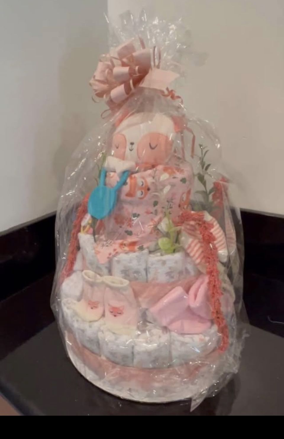 Diaper cake ,Pink Fox Diaper Cake