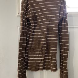 Brown Striped Charlotte Russe Small Long Sleeve Shirt