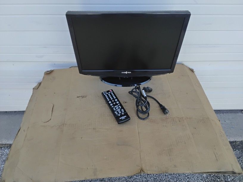 Nice Black Small Flat Panel Screen TV And With Cord Plus Remote Control Very Clean Like New.