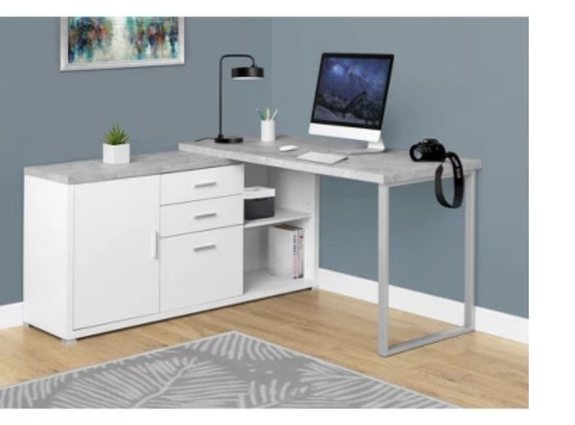 Monarch Computer Desk 60” L , White And Cement-look
