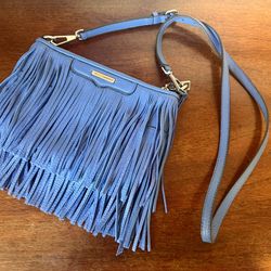 Rebecca Minkoff Blue Finn Leather Fringe Crossbody – Adjustable Strap - Excellent Condition