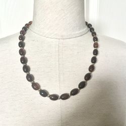 Brown Gold Tone Beaded Necklace 