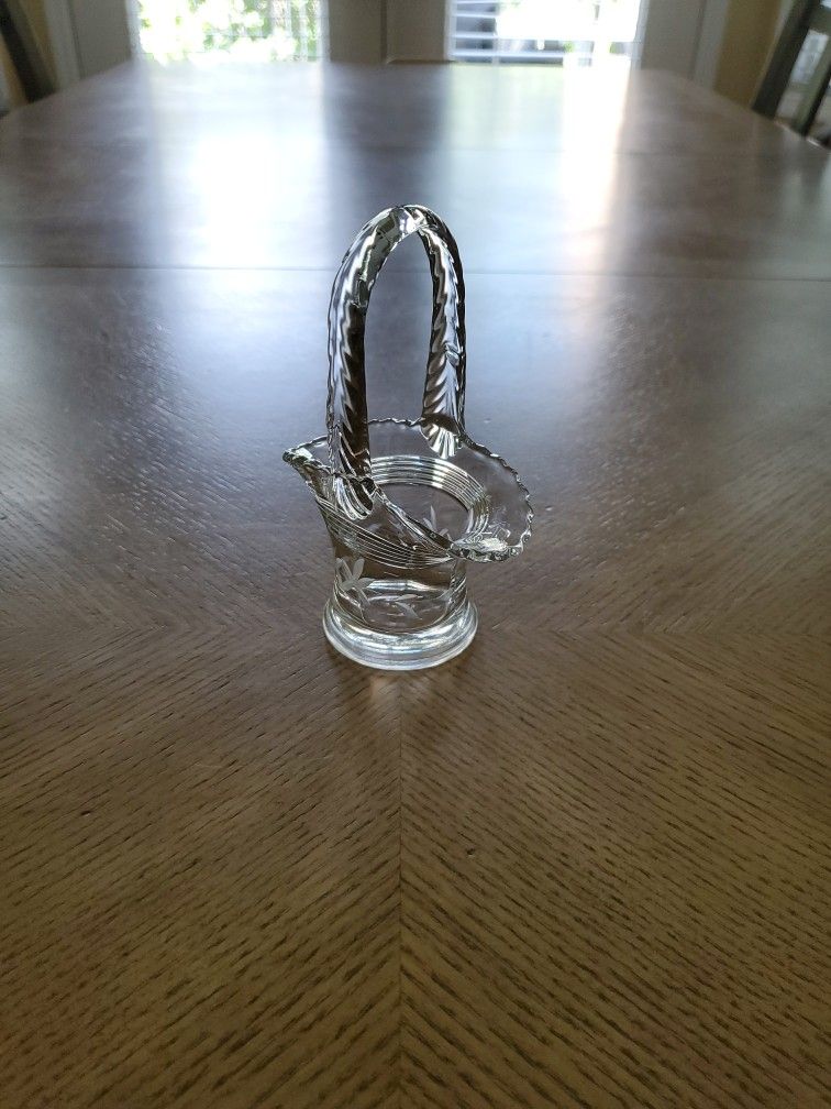 Vintage Collectable Small Glass Basket