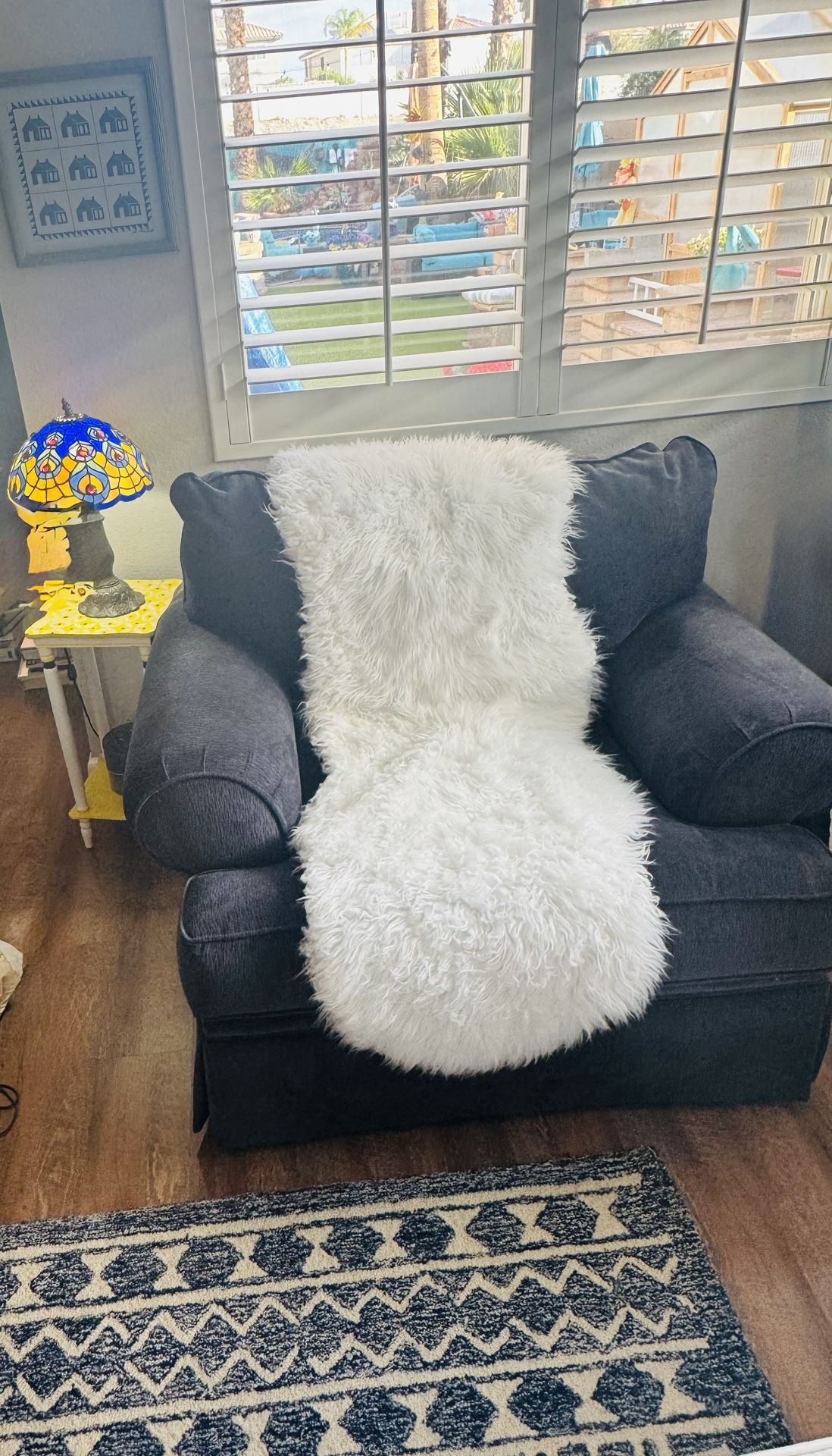 Oversized, Overstuffed Navy Chair