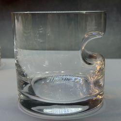 Set of (4) Awesome Shannon Cigar Rest Whiskey Tumblers. Rocks Glasses Indented for Cigar Rest. 12oz Crystal. 