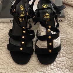 Black Strap Up Sandals