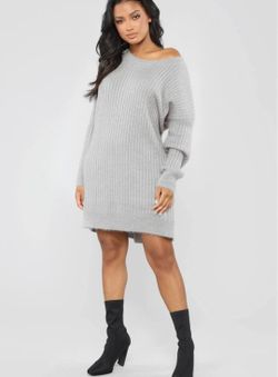 Gray  Sweater  Dress 