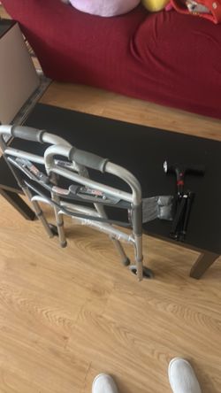 Folding Medical Walker with Wheels and Collapsible Cane