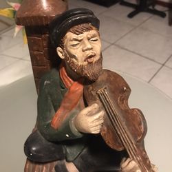 Vintage TUSCANY STUDIO Chalkware Statue Yiddish FIDDLER MAN ON THE ROOF Sculpture 1972 