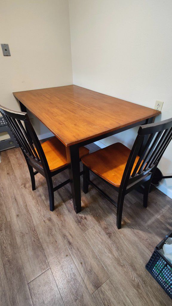 Wooden Dining Table With 3 Chairs