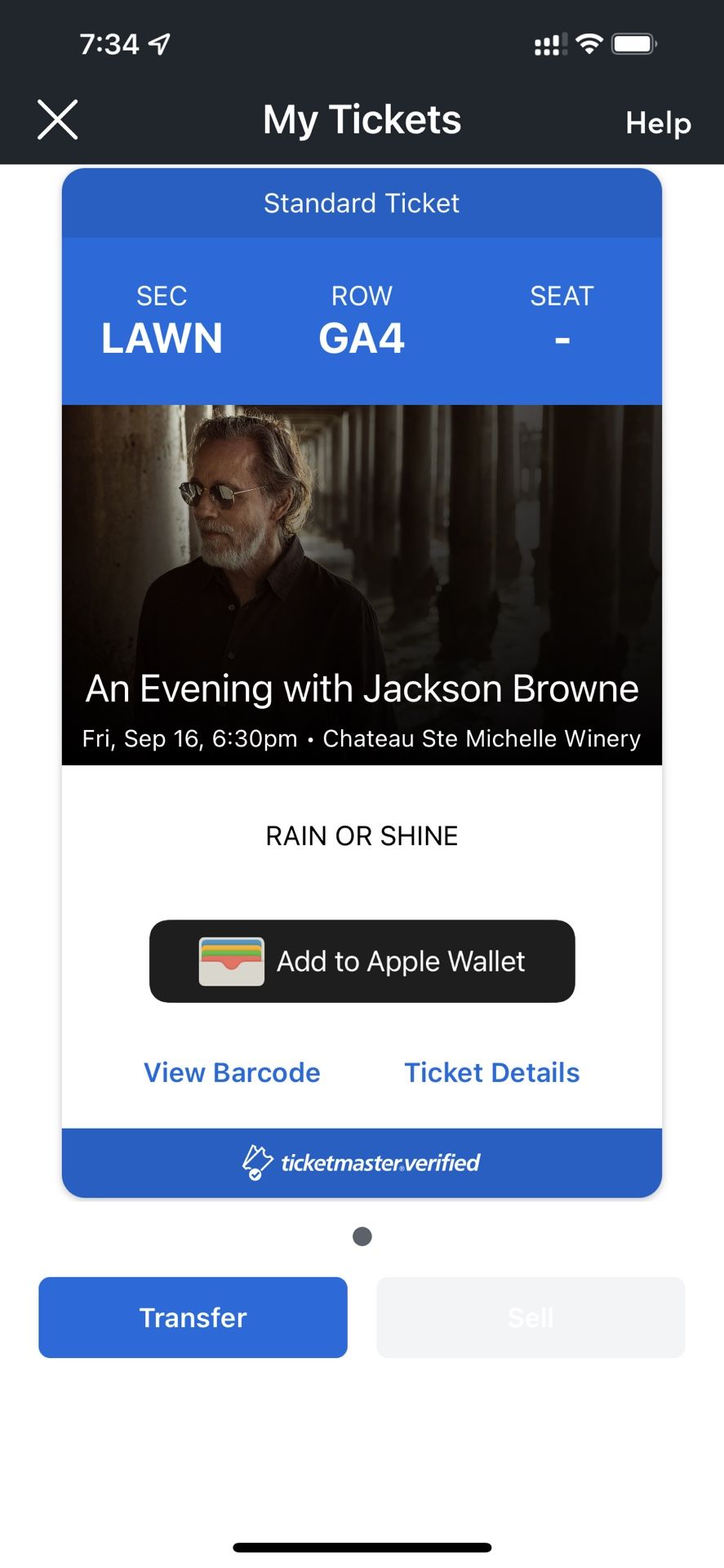 Jackson Brown Ticket